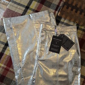 Avec Les Filles Silver Croc-Embossed Pants